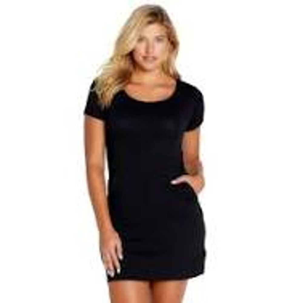 B Up MALIBU BLACK SHORT SLEEVE LOUNGE MINI DRESS  #MAB-305-BLK XL XLarge NEW